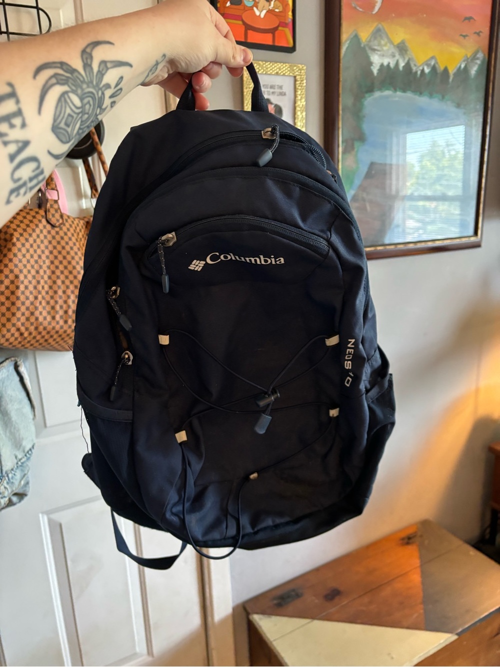 Columbia Black Backpack with Bungee Front